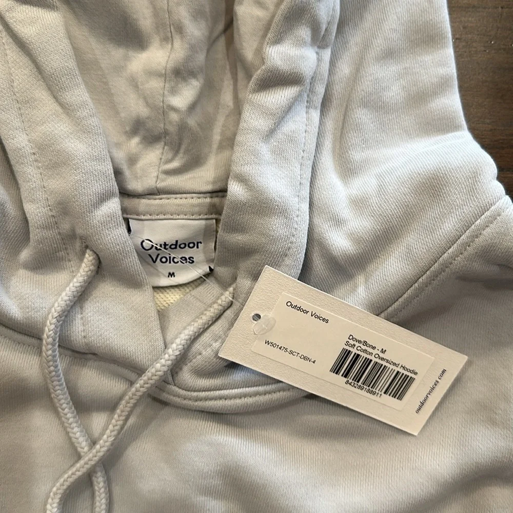 Outdoor Voices Soft Cotton Oversized Hoodie in Dove/Bone M - Picture 4 of 8